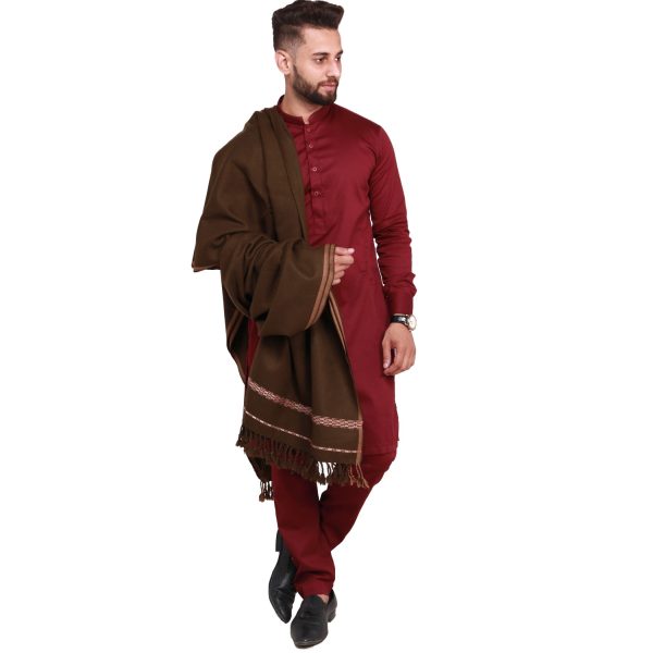Peshawari Dhussa Shawl - Coffee Brown