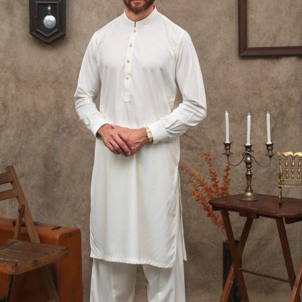 MEN'S OFF WHITE BOSKI KAMEEZ SHALWAR