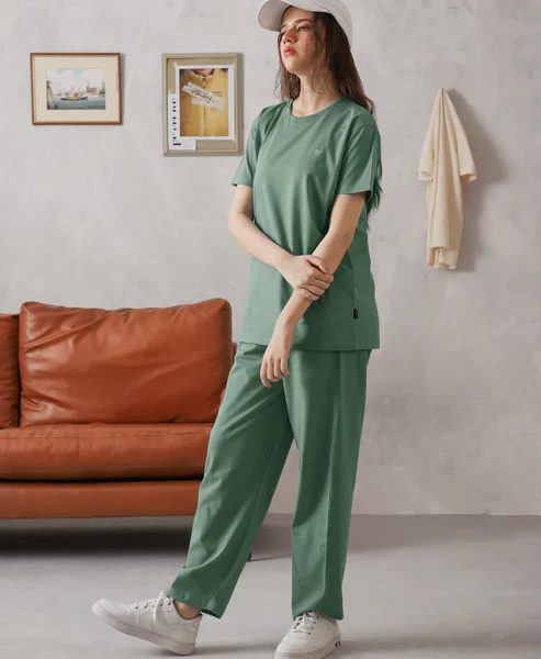 WOMEN ELITE COMFORT-100% COTTON SEA GREEN TRACKSUIT